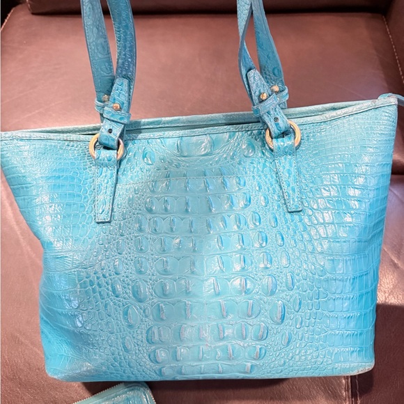 Brahmin Turquoise Croco-Embossed Tote with Matching Wallet - Picture 6 of 15